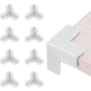 uxcell Corner Protectors, 8 Pcs Table Corner Protectors, Furniture Corner Guard and Edges Safety Bumpers for Table Edges and Sharp Corners (3D-Shaped, White)