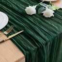 Asee'm Table Runner Cheesecloth 10FT Emerald Green Boho Gauze Fabric Rustic Sheer Cheese Cloth Runners for Wedding Bridal Shower Party Decoration