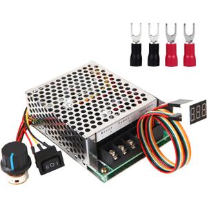 PWM DC Motor Speed Controller, DC 10-55V / Rated 40A / Max 60A, LED Display Stepless DC Motor Speed Controller with Adjustable Potentiometer and Forward-Brake-Reverse Switch