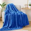Exclusivo Mezcla Plush Fuzzy Fleece Throw Blanket Extra Large, Super Soft, Fluffy and Warm Blankets for Couch, Bed, All Season (Cobalt Blue, 50x70 inches)