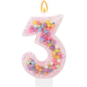 Pastel Macaron 3rd Birthday Candle Sweet Pink Number 3 Candle Cake Topper Cupcake Decorations for Girls and Women Party Decor Anniversary Celebrations Supplies