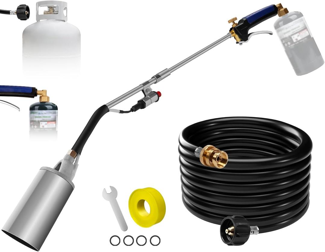 Propane Torch Weed Burner Kit,High Output,Heavy Duty Blow Torch Flamethrower with 10FT Hose for Weeding,Roof Asphalt,lce Snow,Road Marking,Charcoal