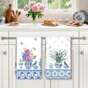 Flower Bird Tea Towels, Spring Summer Cotton Kitchen Towel 18.927.5 inch, Quick Drying Dish Cloth for Party Anniversary Holiday Decoration Housewarming Gifts (Blue and White Porcelain)