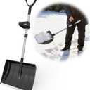 Snow Shovel for Driveway, Snow Removal Shovel with Ergonomic DGrip Handle, 48inch Long Lightweight Shoveling Tool, Large Capacity Shovel for Garden, Car Garage, Home Sidewalk and Camping, Black