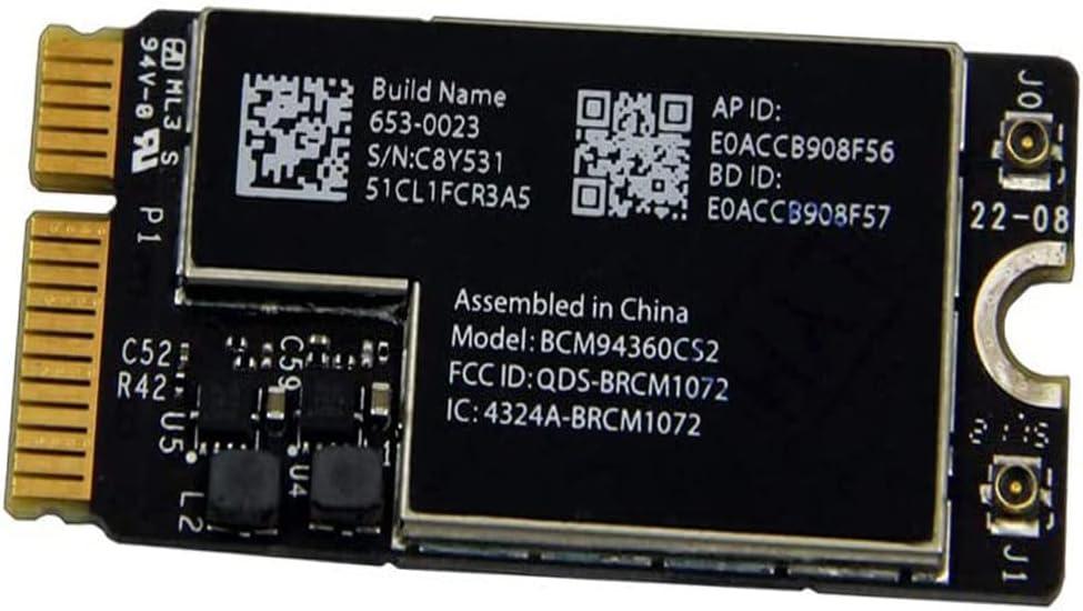 Willhom BCM94360CS2 WiFi Bluetooth Airport Wireless Card Replacement for MacBook Air 11" A1465 (2013, 2014, 2015) 13" A1466 (2013, 2014, 2015, 2017) (661-7465, 661-7481, 653-0023)