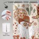 Christmas Shower Curtain 60Wx72H Merry Xmas Western Cowboy Santa Claus Retro 70s Howdy Pine Tree Cactus Hat Boots Bathroom Decor Modern Disco Ball Bath Curtain Fabric Polyester 12 Pack Hooks