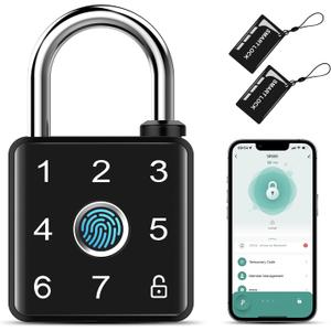Lokko Gym Locker Lock, Fingerprint Smart Padlock Bluetooth RFID Keyless Biometric Lock for School Employee Locker, Toolbox