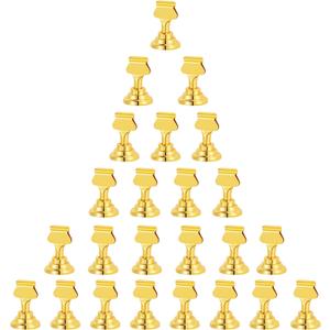 Urban Deco 24 Pieces Table Card Holder Place Card Holders 1.7 inches Gold Steel Card Holders for Photos, Food Signs, Memo Notes, Weddings, Restaurants, Birthday(Gold 24PK)