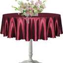 KKJIAF 1 Pack 60 Inch / 5ft Round Table Cloth, Burgundy Overlay Round Satin Table Cover, Silky Satin Dining Tablecloths for Wedding Buffet Parties Banquet Decoration