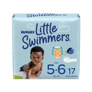 Huggies Little Swimmers Disposable Swim Diapers, Size 5-6 (32+ lbs), 17 Ct
