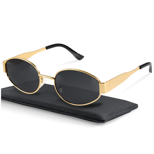 Retro Oval Sunglasses for Women Men Trendy Small Sun Glasses Classic Metal Frame Shades UV400 Protection