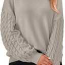PRETTYGARDEN Womens Fall Sweaters 2025 Cable Knit Long Sleeve Crewneck Casual Chunky Pullover Oversized Sweater Outfits (Large, Grey Apricot)