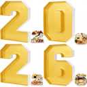 Tellingyou 2026 Charcuterie Number Fillable Plastic Boxes 13.7" Graduation Large Fillable Tray Numbers for Chocolate Candy Snack Grad Party Supplies(Gold)