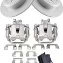 TRQ Rear Brake Calipers Ceramic Pads Rotors Compatible with 300 Challenger Charger Magnum
