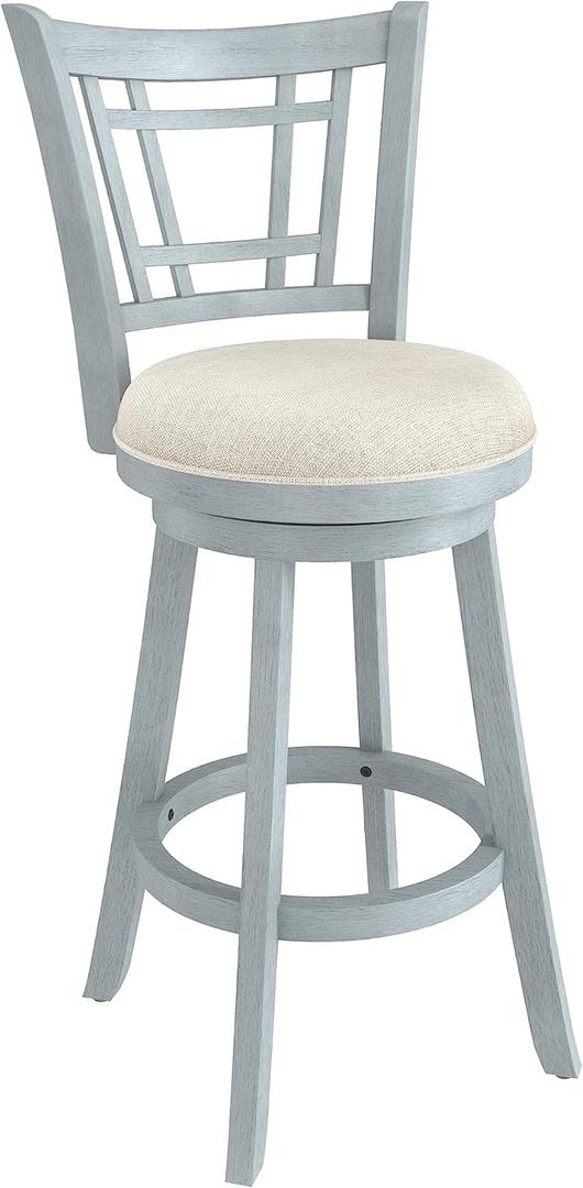 Hillsdale Fairfox 30.5" Wood Swivel Bar Height Stool, Blue Wire Brush