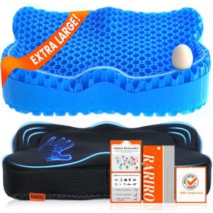 Enlarged 19.7" Gel Seat Cushion, Egg Gel Chair Pads for Wheelchair Pressure Coccyx Sciatica Pain Relief, Cooling Desk Seat Cushion for Kayak, Car, Office Chair Long Sitting[Blue]