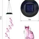 Cat Solar Wind Chimes for Outside Colors Changing Waterproof Decorative Lights Gifts for Mom Solar Powered Mobile Hanging Wind Chime for Garden Patio Party Yard Window Indoor Outdoor Decor