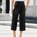 GRAPENT Capris Jeans for Women Trendy Wide Leg Capri Pants High Waisted Pull On Elastic Waist Summer Stretch Denim Jeans (Black, XL)