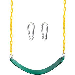 TURFEE Heavy Duty Swing Seat Green Color with 66 Chain, Swing Set Accessories Replacement with Snap Hooks for Kids Outdoor Play Playground