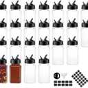 24 Pack 4oz Clear Plastic Spice Jars With Black Plastic Lids, Square Spice Bottles, Seasoning Containers with Chalk Labels, Pen, Funnel, Spice Containers For Kitchen Cabinet