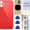 OEM Rear Back Glass Replacement for iPhone 12 6.1 inches with Reparing Toolkit and Pre-Installed Adhesive (Red)