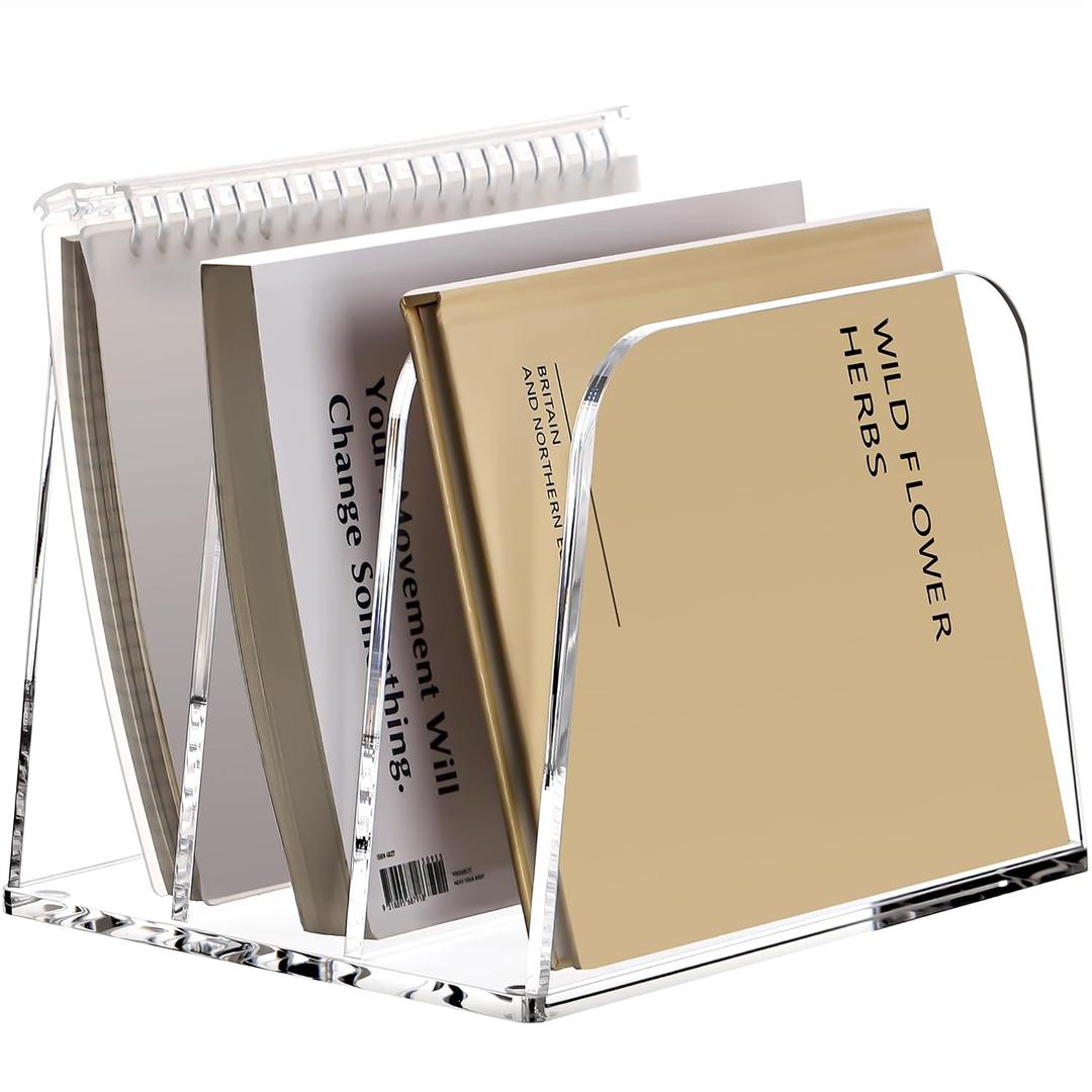 YUXUN Desk File Organizer,3-Section Vertical Clear Acrylic Desk Organizer File Holder Mail Sorter Office Organization for Office Home &ClassroomB5