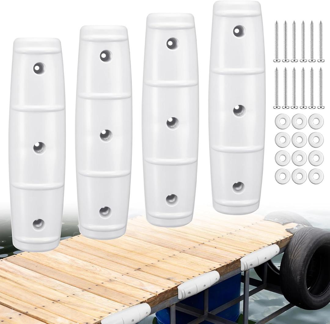 BBTO 4 Pack 18-inch Boat Fenders for Docking Straight Edge Dock Bumpers Uv-Resistant Marine Boat Dock Bumpers for Docking Guard Horizontal Protection