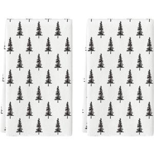 Artoid Mode Beige Xmas Tree Christmas Kitchen Towels Dish Towels, 18x26 Inch Holiday Winter Decoration Hand Towels Set of 2