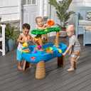 Step2 Tropical Rainforest Kids Water Tables, Outdoor Toddler Activity Table, Ages 1.5+ Years Old, 13 Piece Water Toy Accessories, Blue & Green