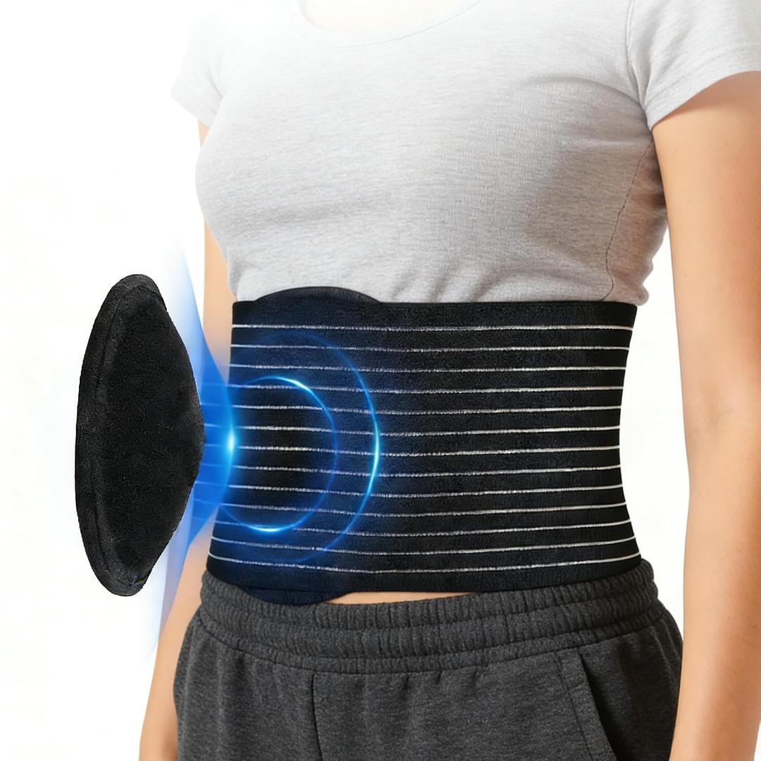 Umbilical hernia belt for Men & Women - Adjustable 3D Pad for Umbilical & Inguinal Hernia Relief - Post Surgery Abdominal Binder & Support Belt for Doctor Recommended Hernia Belt Reducible Hernias (Black, XXL) (Black)