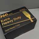 360 Count Extra Heavy Duty Gold Plastic Forks Disposable, BPA-Free, Heat Resistant, Solid and Durable Disposable Forks Bulk, Premium Plastic Forks heavy duty for Party Supply