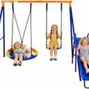 3-in-1 Kids Swing Set, Heavy-Duty A-Frame Swing Stand with Swing & Slide