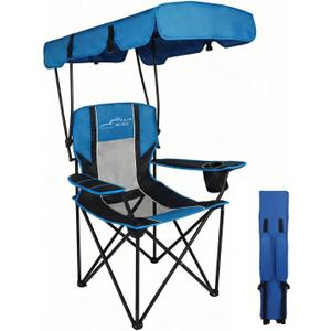 FAIR WIND Portable Canopy Camping Chair 380 LBS Capacity Heavy Duty Oversized Folding Lawn Chair with Sunshade for Beach, Fishing, Sports & Outdoors