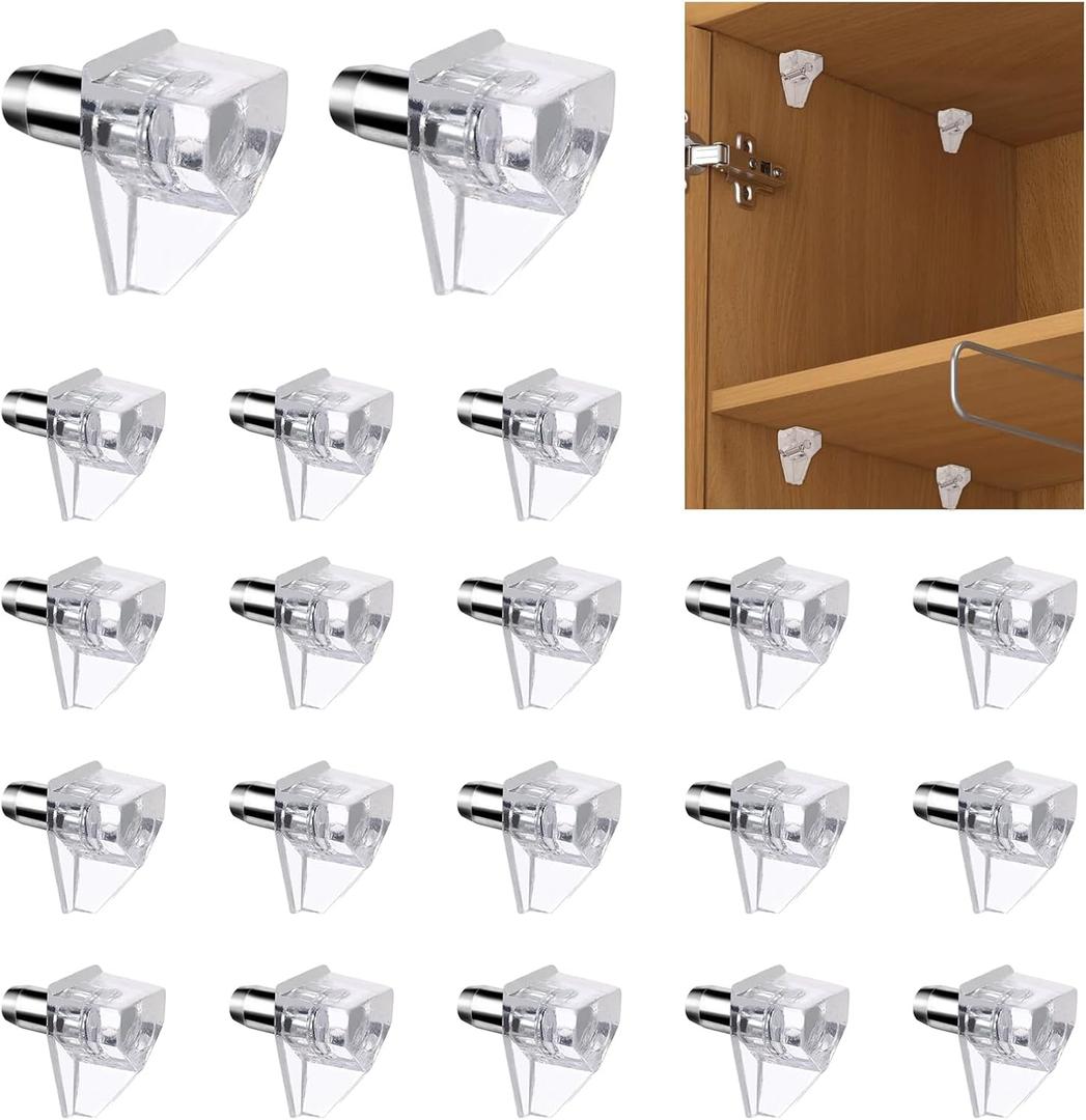 20pcs 3/16 Inch Shelf Support Pegs,Clear Plastic 5mm Shelf Pins,Shelf Support Pins for Wood Shelving,Kitchen,Furniture Shelf Bracket Nail