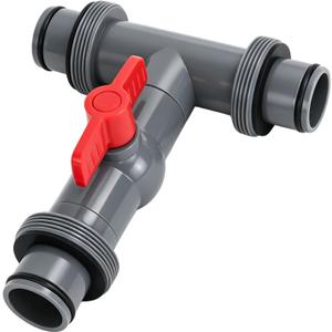 Pool Hose Connector with Shut-Off Valve, 1.5" to 1.5" T-Joint Pool Hose Adapter for Above Ground Pool Filter Pump & Vacuum, Tool-Free Pool Replacement Parts (1.5" T-Joint with Valve)