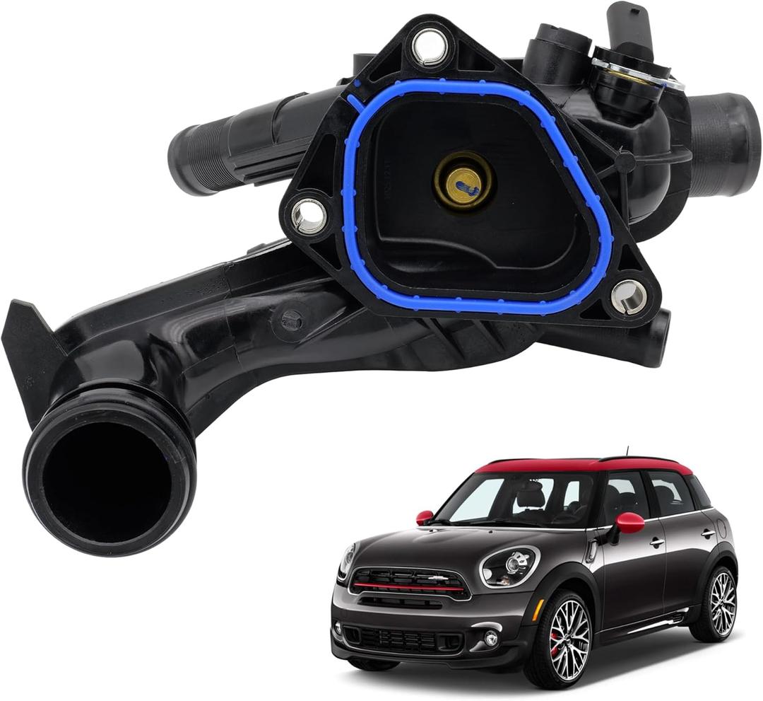 11538674895 Engine Coolant Thermostat Housing Assembly for 2011-2016 N16 Mini Cooper Clubman Countryman Convertibles N18 MINI Cooper S JCW 1.6L L4 11538671513 11537647305 TM46105