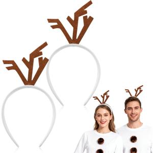 Christmas Deer Headband for Women Adults, Xmas Snowman Costume Headwear Cute Reindeer Horns Ears Headband for Holiday Party Supplies