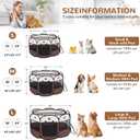 Pop-up Playpen for Puppy, Portable and Foldable Exercise Kennel Tent Crate Indoor/Outdoor Travel Camping, Removable Zipper Top, Medium