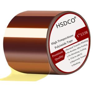 2-Inch High Temperature Resistant Tape - Protective Polyimide Tape for Electronics, Soldering, CPU & PCB Masking, 2 Rolls (1" x 108 ft, Amber)