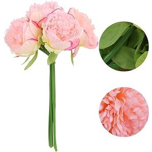 Artificial Peony Flowers, Deep Pink Silk Peony Bouquet for Wedding, Home Decor and Floral Arrangements, 2 Pack 