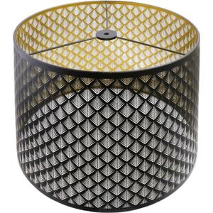 ALUCSET Drum Lampshade 14" Top x 16" Bottom x 11" High (Spider) Large Lamp Shade Replacement for Table Lamps and Floor Lamp Modern Lamp Shades, Black and Gold Lampshades with Etched Arrow Pattern