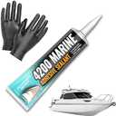 4000/4200 Marine Sealant - Fast-Cure, High-Bond, UV-Resistant Underwater Marine Adhesive Sealant for Boats, Hulls, Decks, and RVs - with Gloves, Nozzle, White 3 oz