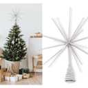 Christmas Traditions15 inch Large White Iridescent Glittered Starburst Tree Topper Star for Large Tree 6 feet-8 feet Tall/Home Decor/Table/Shelf Ornaments (White Iridescent)