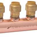 SharkBite 3/4 Inch x 1/2 Inch Outlet 4 Port Open Multi-Port Tee, Push-to-Connect Brass Plumbing Fittings, PEX, Copper, CPVC, 25554LF