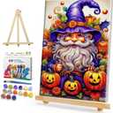 HeeBenor Halloween Paint by Numbers Kit for Adults with Frame, Pumpkin Gnome Paint by Number with Easel, DIY Halloween Gnome Adult Paint by Number Kits on Canvas Framed 8x12 Inch for Home Wall Decor