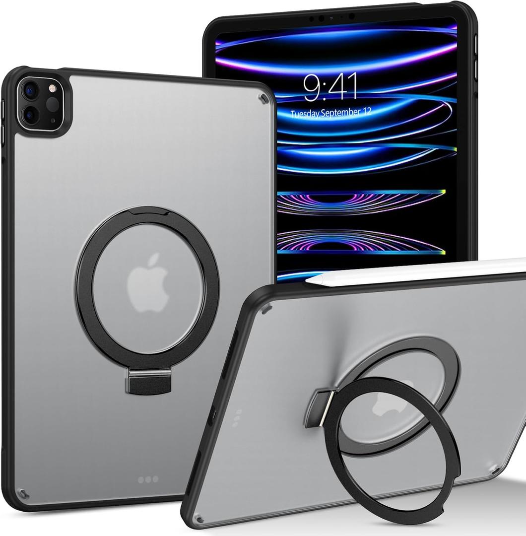 BENTOBEN Kickstand Case for iPad Air 5th/4th Generation (2022/2020) 10.9 inch, for iPad Pro 11 2022/2021/2020/2018, Multi-Angle Viewing Foldable Stand Matte Design Shockproof Protective Cover, Black