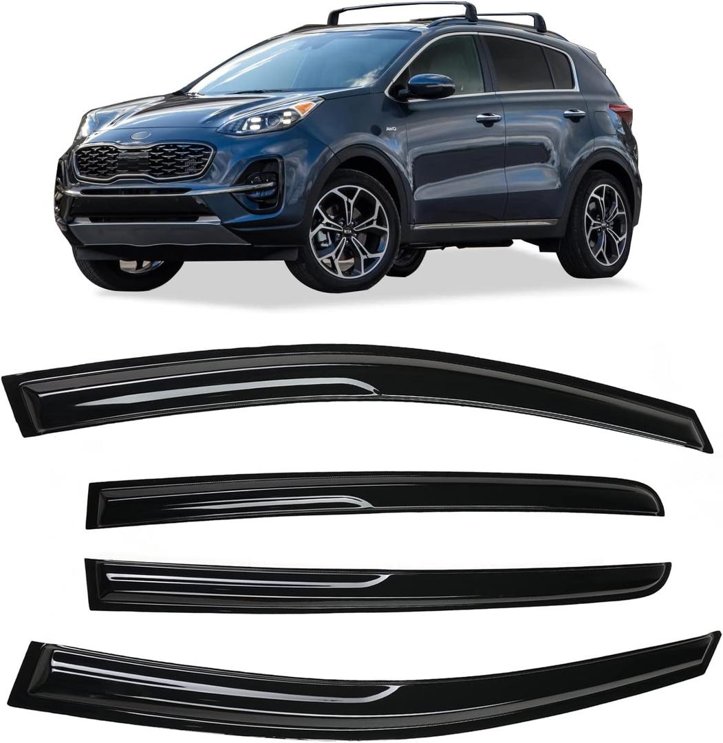 Durable Tape-on Rain Guards Side Window Visor,Window deflectors for 2017-2022 KIA Sportage,Vent Deflector,Window Visors,4 Pcs