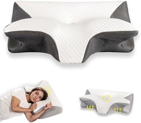 Doreve Cloudfaser Pillow, Cervical Neck Pillow, Dreamers Relief Pillow for Pain Relief & Sleeping, Ergonomic Contour for Side Sleepers, Necks and Shoulder Support (Black)