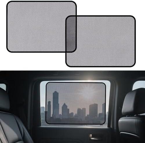 XCBYT Square Car Window Shades for Baby – 2 Pack Static Cling Rear Side Window Sun Shade with Strong Hold – Heat Block & Privacy Protection, Durable Mesh & Clear PVC Film (20.87" x 13.78")