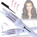 Automatic Curling Iron, Hair Curler Automatic Rotating, 1.25Inch Auto Rotating Curling Iron with 3 Temp& LCD Display,Ceramic Hair Curler Fast Heating Up Anti-Stuck Auto Shut-Off Dual Voltage (Light Purple)